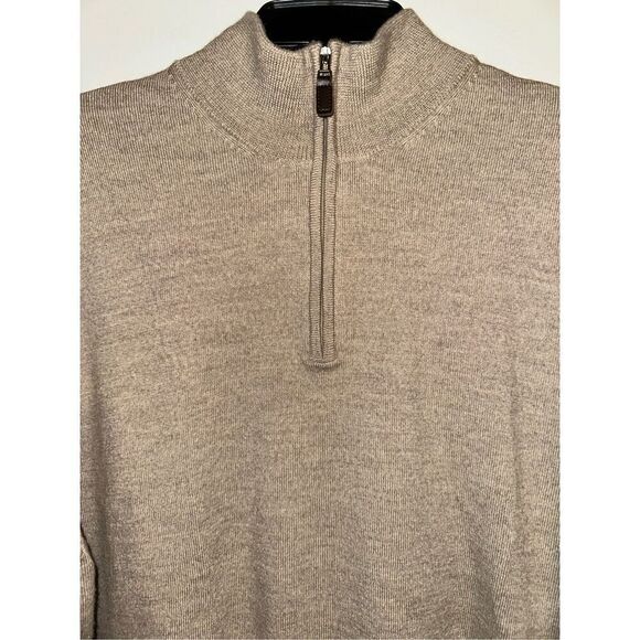 Jos A Bank Mens XL Signature Collection 100% Pima Cotton 1/4 Zip Sweater Brown - Picture 2 of 4